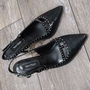 White House Black Market womens black leather slings. Size 6.5